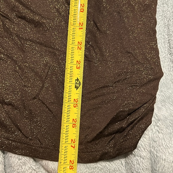 Brown with Gold Metallic Shimmer Cowl Neck Top-XL - Picture 8 of 10